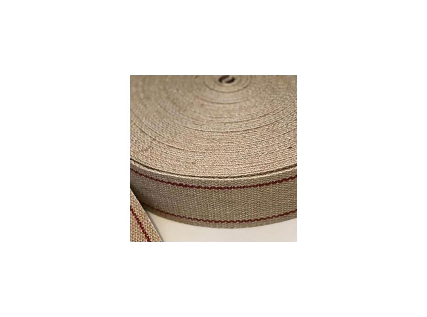 Jutesadelgjord 70mm/rød stripe, 50 mtr. Jutesadelgjord 70mm/rød stripe, 50 mtr.