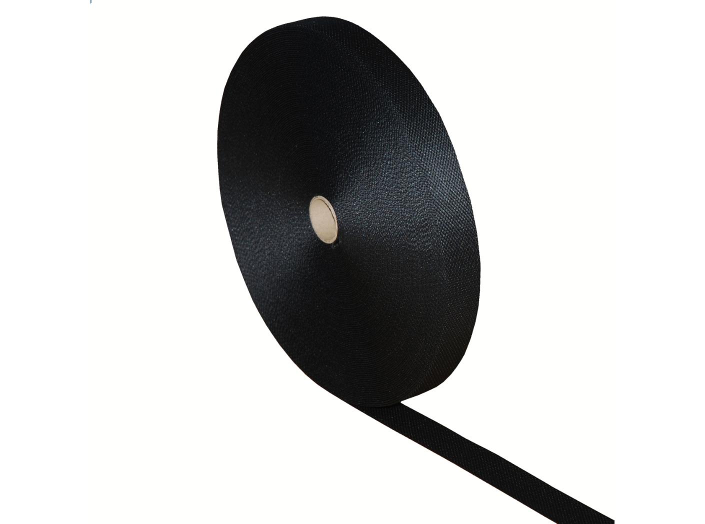 Teksturisert polyesterbånd 50mm svart 50 mtr Teksturisert polyesterbånd 50mm svart 50 mtr