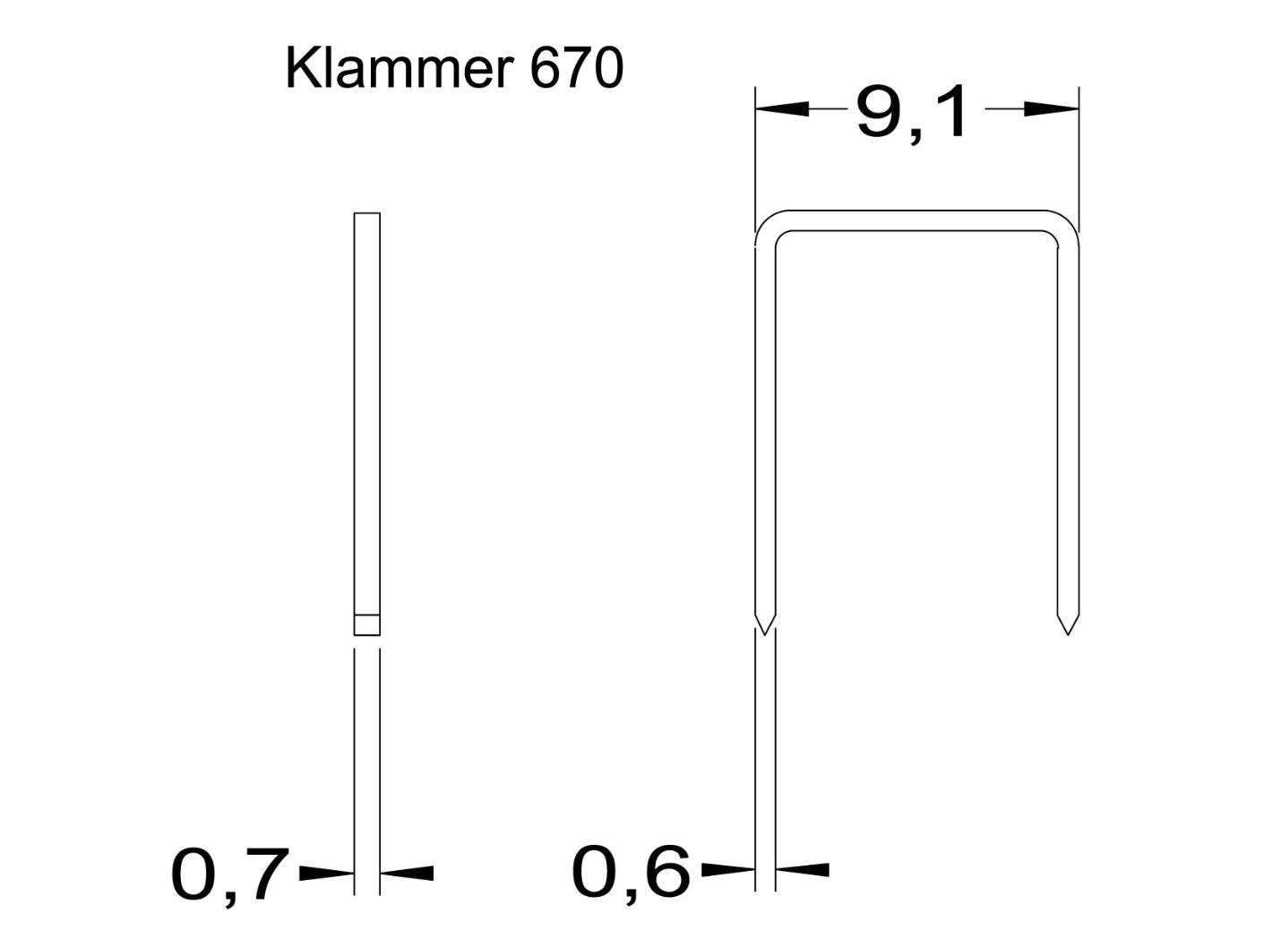 Klammer 670 / 8 mm rustfri (10 mille/eske) Klammer 670 / 8 mm rustfri (10 mille/eske)