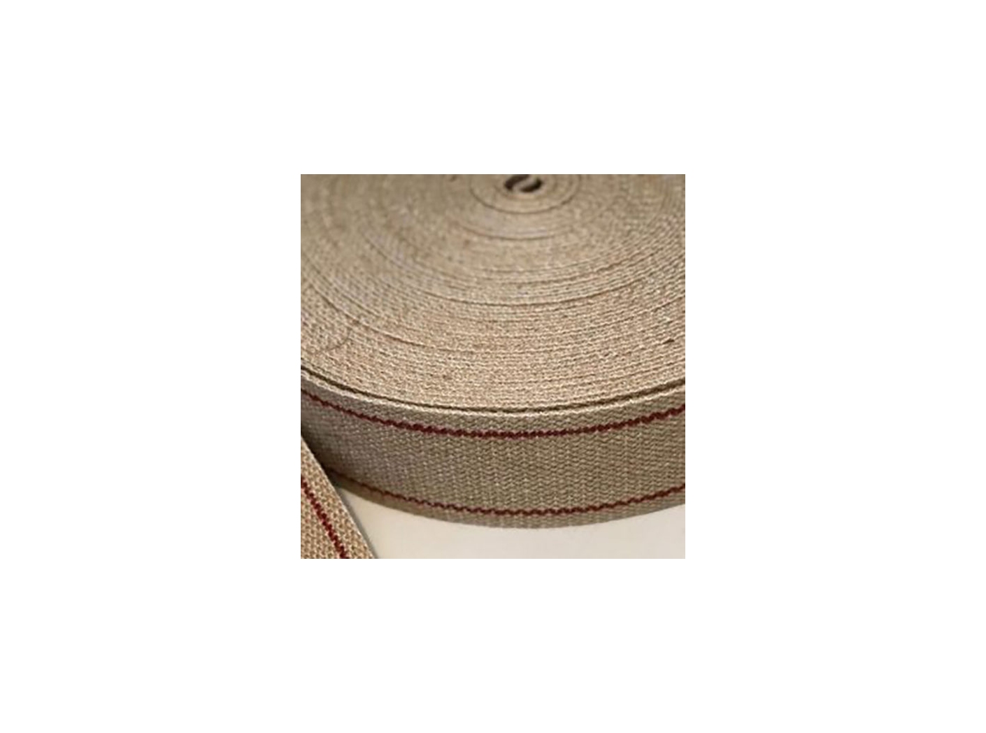 Jutesadelgjord 70mm/rød stripe, 50 mtr. Jutesadelgjord 70mm/rød stripe, 50 mtr.